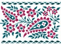 Indian traditional floral border illustration for embroidery, textile print and background wallpaper Royalty Free Stock Photo