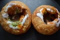 Indian traditional kachori with chutneys.