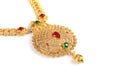 Indian Traditional Gold Necklace with Gemstones Royalty Free Stock Photo