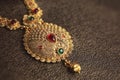 Indian Traditional Gold Necklace with Gemstones Royalty Free Stock Photo