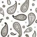 Indian traditional hand drawn seamless pattern. Paisley. Vector.