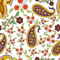 Indian traditional kalamkari paisley and flowers