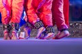 Indian Traditional odissi dancers feets with Traditional ankle bells called ghungroo, Alta Royalty Free Stock Photo