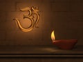 Indian Traditional Oil Lamp with Om symbol Royalty Free Stock Photo