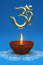 Indian Traditional Oil Lamp with Om Symbol