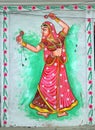 Indian traditional painting of woman in nature mural style