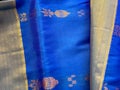 Indian traditional sari Nauvari, which means Nine Yards pattern closeups Royalty Free Stock Photo