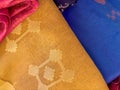 Indian traditional sari Nauvari, which means Nine Yards pattern closeups Royalty Free Stock Photo