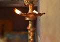 Indian Traditional Silver Oil Lamp Varalakshmi, Kuthu Vilakku, Brass Traditional Ornamental Lamp Royalty Free Stock Photo