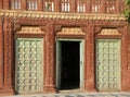 Indian Traditional Style Building and Doorway in Vintage Brown and Green Color