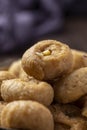 Indian traditional sweet balushahi served on a metal plate on wooden background Royalty Free Stock Photo