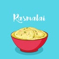 Indian traditional sweets or dessert ramsmalai vector illustration