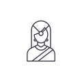 Indian traditional woman linear icon concept. Indian traditional woman line vector sign, symbol, illustration.