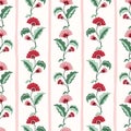 Indian Chintz Jacobean Flowers Vector Seamless Pattern