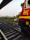 Indian train on the track Royalty Free Stock Photo