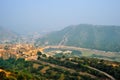 View of Amer Amber fort and Maota lake, Rajasthan, India Royalty Free Stock Photo