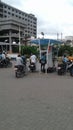 Indian travellers on petrol pump
