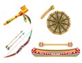 Indian tribal symbols or thematic icons set Royalty Free Stock Photo