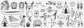 Indian tribe symbols doodle set.