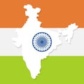 Indian tricolor flag. India map. Royalty Free Stock Photo