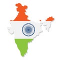 Indian tricolor flag. India map. Royalty Free Stock Photo