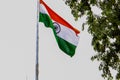 Indian Tricolor Flag Waving In the Sky Royalty Free Stock Photo