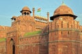 Indian Tricolour Flag Flying Above the Red Fort (Lal Qila) a UNESCO World Royalty Free Stock Photo