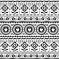 Indian trucks art seamless vector pattern, Pakistani monochrome truck floral design with lotus flower, leaves and abstract shapes Royalty Free Stock Photo