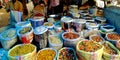 Indian unfinished snack bags kept in the food supplier vendor