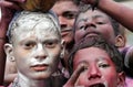 Indian unidentified children celebrate Holi or indian hindu festival of colors an annual event