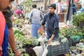 An Indian unidentified seller was selling nursery plants at Galiff Street pet market, Kolkata, India on December 2021