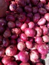 INDIAN VEGETABLE MARKET HEAP OF ONION IN THE IMAGE Royalty Free Stock Photo