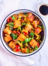 Indo chinese starter in a bowl Chilly paneer Royalty Free Stock Photo