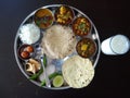 Indian vegetarian gujrati thali a lot of people