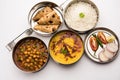 Indian Veg Lunchbox for office of workplace with chole, dal fry rice and chapati