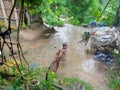 Indian village beautiful scenery in heavy rain Royalty Free Stock Photo