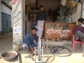 Indian village cycle repair shop.