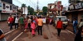 indian village farmers on road during Gandhi jayanti national events in India 2 Oct 2019 Royalty Free Stock Photo