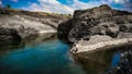 Indian village fisherman, blue water blue sky, photography,brown stones Royalty Free Stock Photo