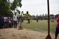 Indian Village Girl play high jumping moment