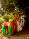 Indian village god of horse statues at a village temple complex.