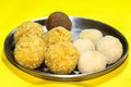 Indian village ladu plate Oats laddu or Ladoo Diwali sweets.