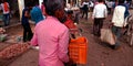 An Indian village man is looking at market peoples Royalty Free Stock Photo