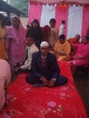 Indian village marriage tradition this place for sitting of groom in the her wife home groom is sitting on the bed