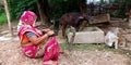 Indian village matured women using internet at animals place