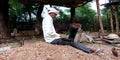 An indian village shipyard starting laptop