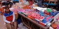 an indian village shopkeeper selling colors during diwali festival at indian market Royalty Free Stock Photo