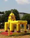 A indian village small temple with tower.