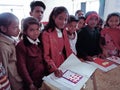 indian village students making art project at classroom in india January 2020