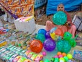 an indian village woman selling toys at local fair events in india January 2020 Royalty Free Stock Photo